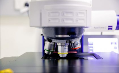 close up view of a microscope and its lenses